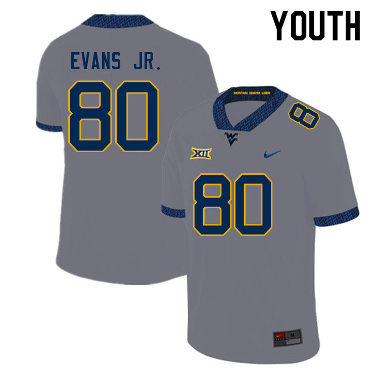 Youth #80 Michael Evans Jr. West Virginia Mountaineers College Football Jerseys Sale-Gray - Click Image to Close